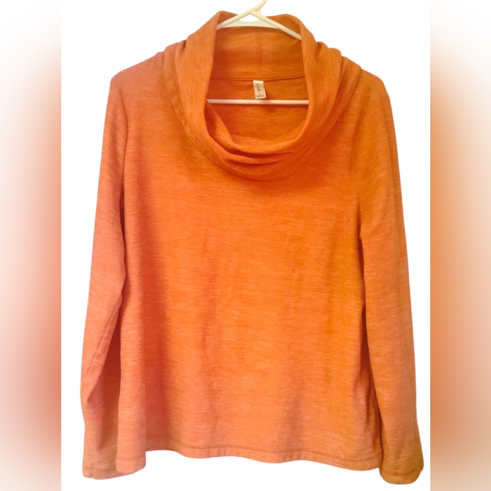 Exertek Women's Athletic Cowl Neck Loose Long Sleeve Pullover Activewear, L